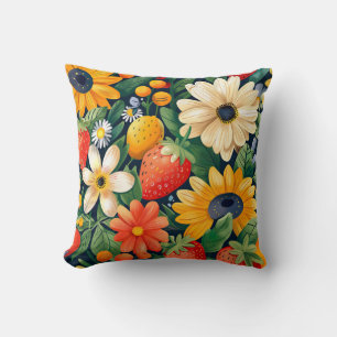 Coussin Fleurs du jardin d'été Motif de fraises