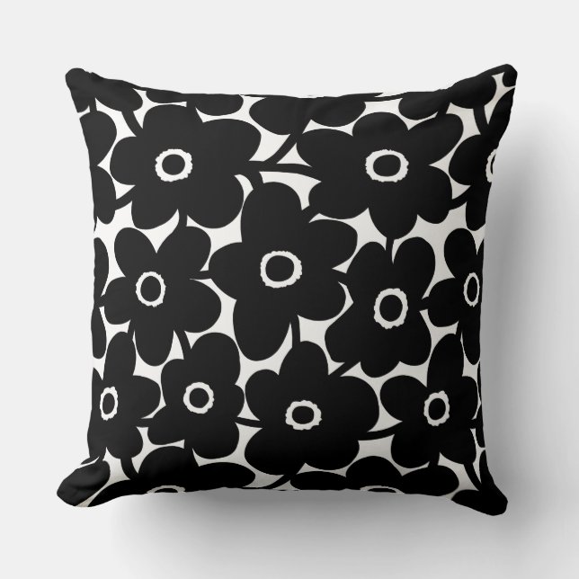 Coussin Fleurs en gras - Noir (Recto)