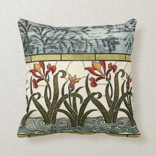 Coussin Fleurs en verre souillé avec la frontière bronza