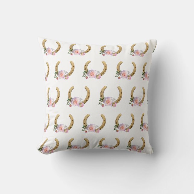 Coussin Fleurs et fer à cheval sur blanc (Recto)