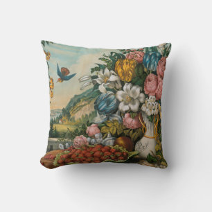 Coussin Fleurs et fruits de la rivière Hudson   Courrier &