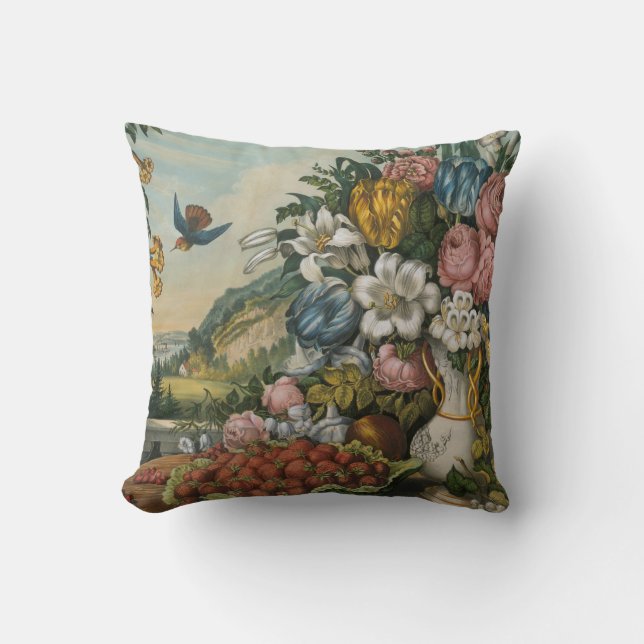 Coussin Fleurs et fruits de la rivière Hudson | Courrier & (Recto)
