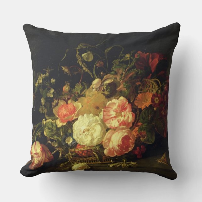 Coussin Fleurs et insectes, 1711 (huile sur le panneau) (Recto)