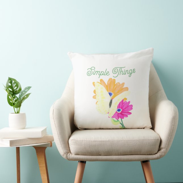 Coussin Fleurs et papillons 'Choses simples' (Chaise)