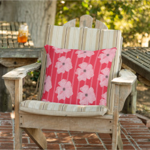 Coussin Fleurs Et Rayures Roses Lance L'Oreiller