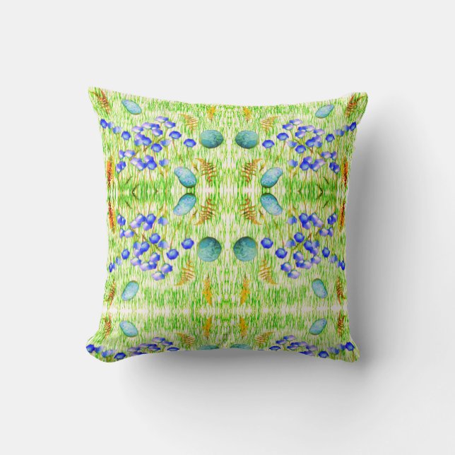 Coussin Fleurs Ferns Grass Rocks Peinture Art Abstrait (Recto)