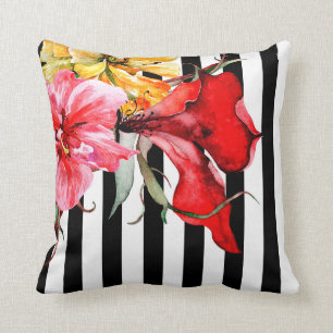 Coussin Fleurs - Flora Botanica   noir et blanc