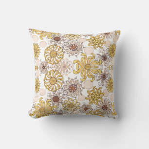 Coussin Fleurs florales blanches en gris or, marguerite