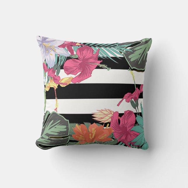 Coussin Fleurs florales tropicales Feuilles Chic Botanique (Recto)