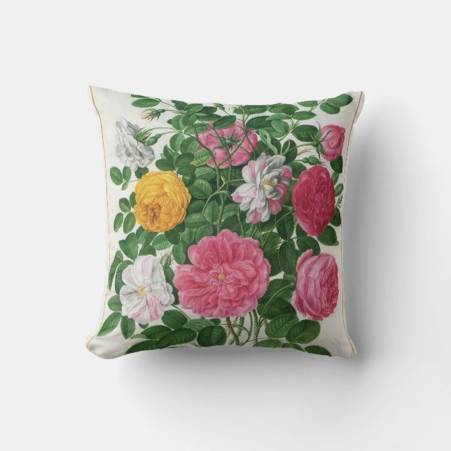 Coussin Fleurs florissantes vintages, Roses du jardin de p (Recto)