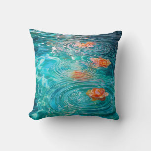 Coussin Fleurs Flottant sur l'Eau 