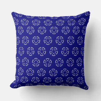 Coussin Fleurs géométriques bleu marine et blanc