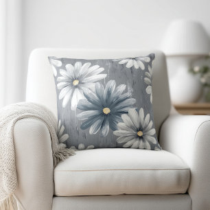 Coussin Fleurs grises et blanches