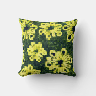 Coussin Fleurs Jaunes contre Noir