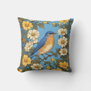 Coussin Fleurs jaunes et blanches joyeuses du bleuet orien