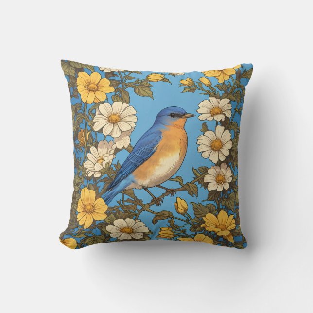 Coussin Fleurs jaunes et blanches joyeuses du bleuet orien (Recto)