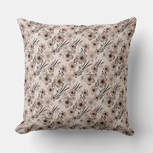 Coussin Fleurs marron beige motif sur le tigre arrière - p