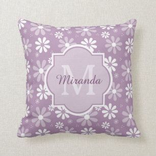 Coussin Fleurs mauve-clair et nom de marguerite de