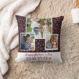Coussin Fleurs mignonnes Joyeux souvenir de la fête des mè