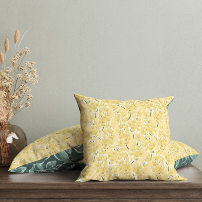 Coussin Fleurs Mimosa Jaunes (Créateur téléchargé)