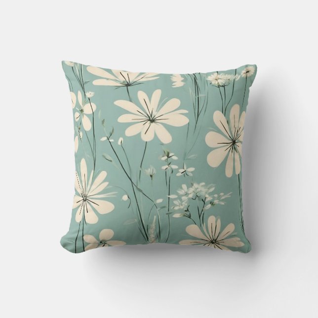 Coussin Fleurs modernes bleu clair (Recto)