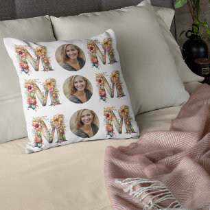 Coussin Fleurs MOM personnalisées Fête des mères Photo