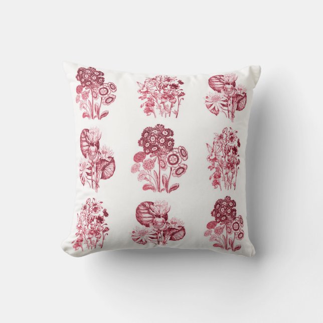 Coussin Fleurs monochromes en rouge (Recto)