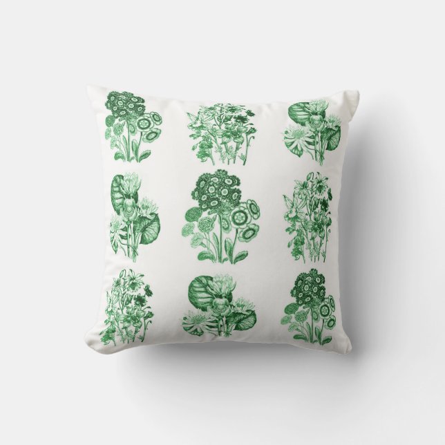 Coussin Fleurs monochromes en vert (Recto)