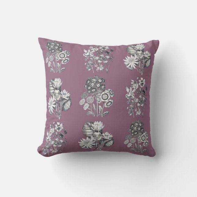 Coussin Fleurs monochromes sur arrière - plan mauve (Recto)