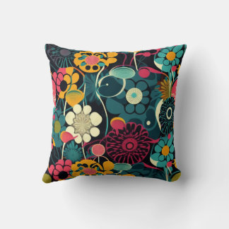 Coussin Fleurs multicolores vibrantes