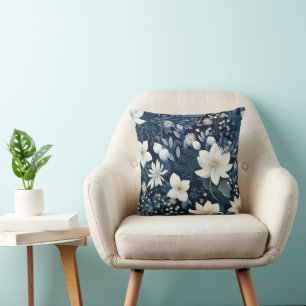 Coussin Fleurs neige hivernales