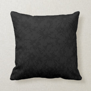 Coussin fleurs noires