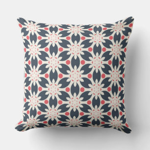 Coussin Fleurs noires et points roses Motif