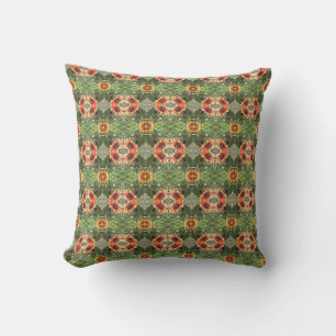 Coussin Fleurs orange Abstraites rustiques