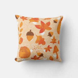 Coussin Fleurs orange : Motif Doodle à la main.