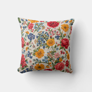 Coussin Fleurs partout, design coloré,