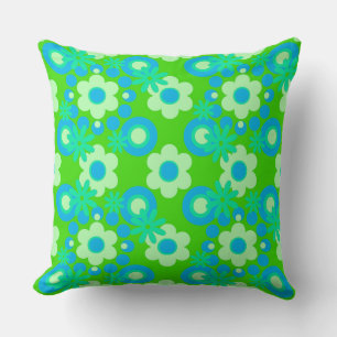 Coussin Fleurs Perles Donuts Spearmint Blue Apple Green