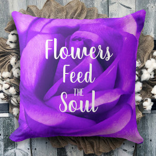 Coussin Fleurs Photo Rose Violet Alimenter L'Âme Script