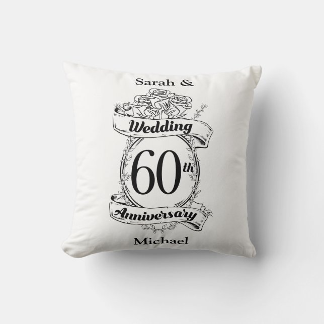 Coussin Fleurs pour les 60 ans de mariage de diamant (Recto)
