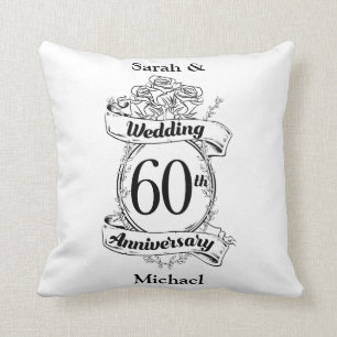 Coussin Fleurs pour les 60 ans de mariage de diamant