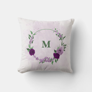 Coussin fleurs pourpres verdure