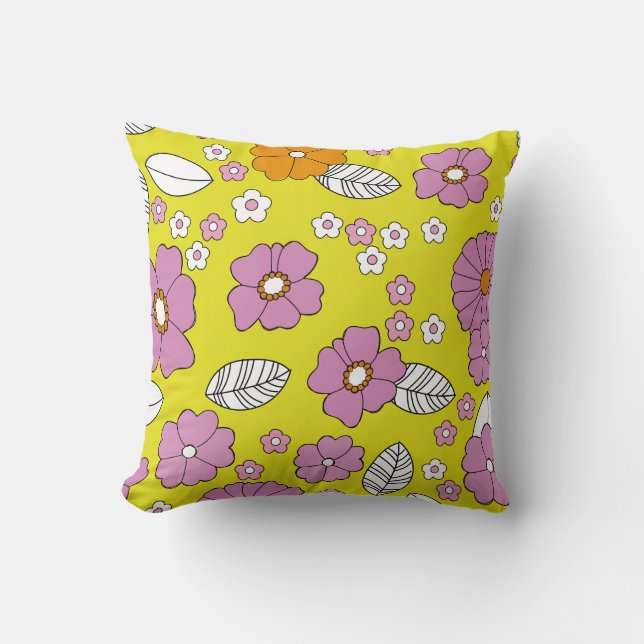 Coussin Fleurs Rétro 1960 (Recto)