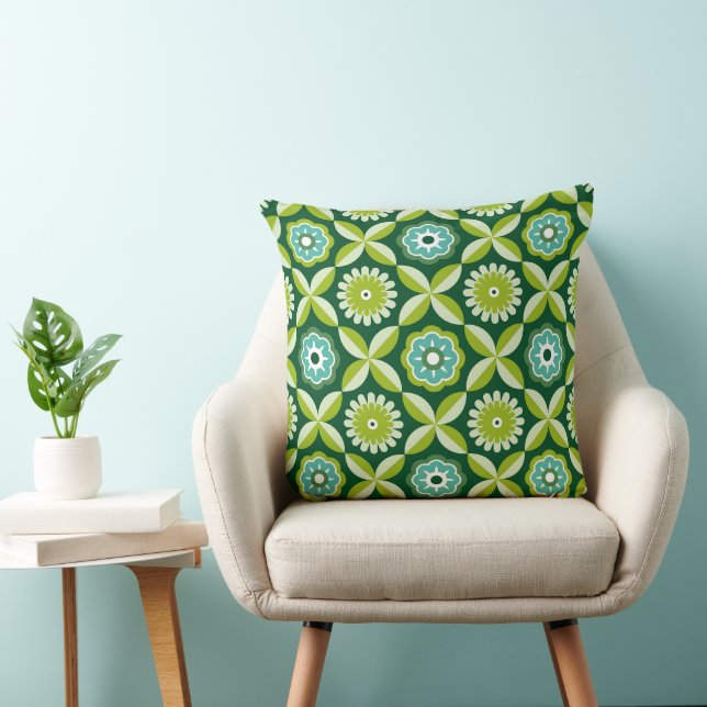 Coussin Fleurs rétro vertes (Chaise)