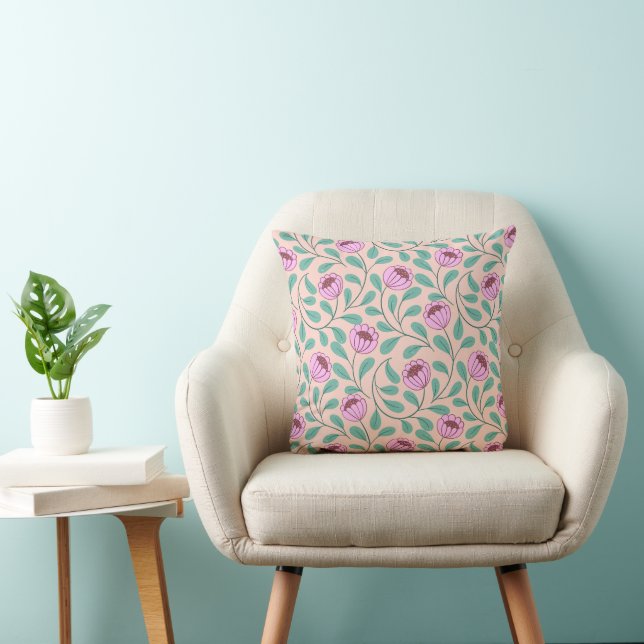 Coussin Fleurs roses (Chaise)