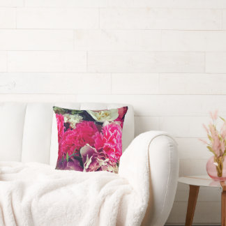 Coussin Fleurs roses et crème