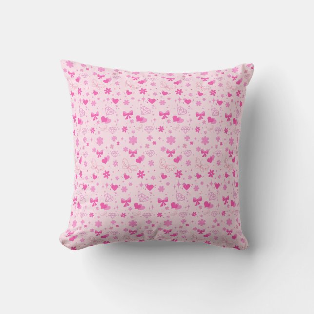 Coussin Fleurs roses mignonnes Motif, Fille Flore design (Recto)