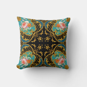 Coussin Fleurs roses orange : Composition Carré