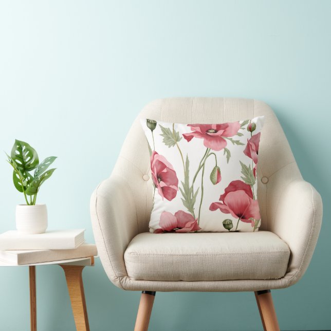 Coussin Fleurs roses Printemps Été Abstrait Floral (Chaise)
