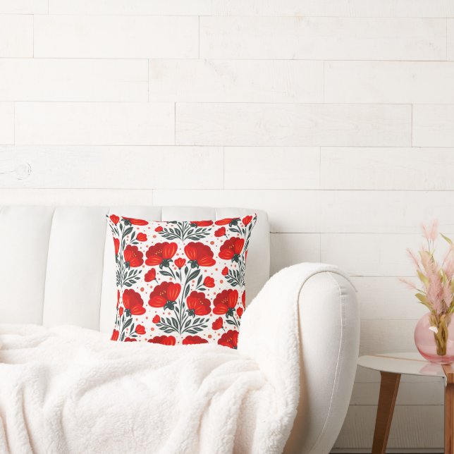 Coussin Fleurs rouges (Canapé)
