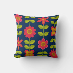 Coussin Fleurs rouges de style moderne du milieu du XXe si